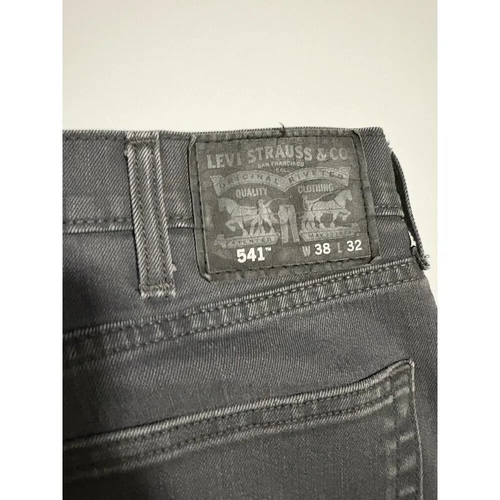 Levis 541 Jeans Mens 38x32 Gray Charcoal Wash Athletic Straight Denim Pants